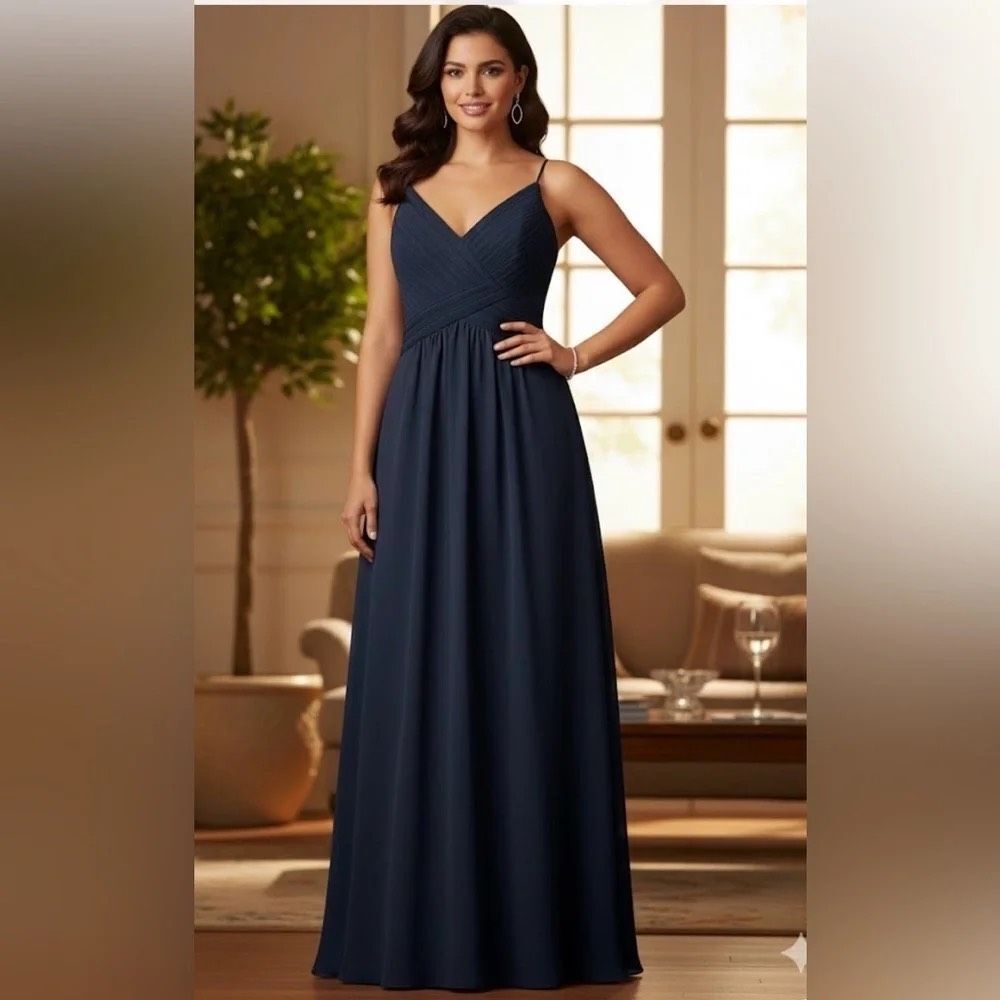 NEW Mori Lee by Madeline Gardner Bridesmaid Dress 21755 in Navy Blue Size 20